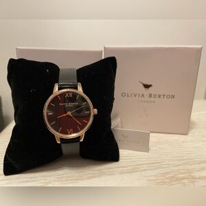 NWT Olivia Burton London Ladies Midi Dial Black Sunray Rose Gold Watch OB16MD83